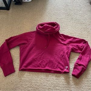 Cranberry cropped gymshark sweatshirt with scrunched neck